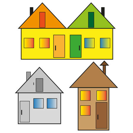 Hand drawn with house children drawing. Vector illustration. stock image.のイラスト素材
