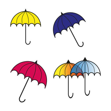 colorful umbrellas. Vector illustration. stock image.のイラスト素材