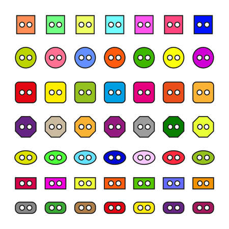 set colored clothing buttons. Cartoon set clothing buttons Vector illustration