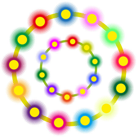 circle of flowers icon. Round frame Vector illustrationのイラスト素材