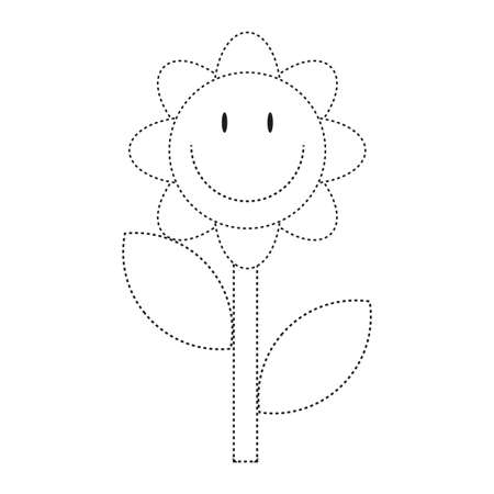 black flower line. Simple flower line art design. Vector illustration. stock image.のイラスト素材