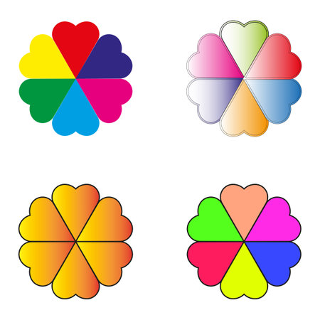 Flowers slices hearts. Cute summer wallpaper. Vector illustration. stock image.のイラスト素材