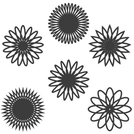 Flowers icons in retro style. Vector illustration. stock image.のイラスト素材