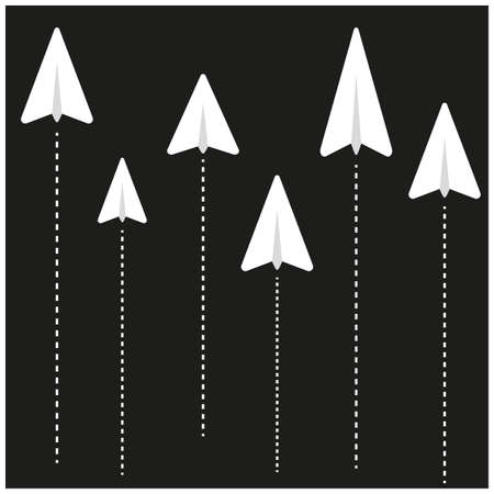 White paper planes. Origami icon. Travel concept. Business concept. Vector illustration. stock image.のイラスト素材