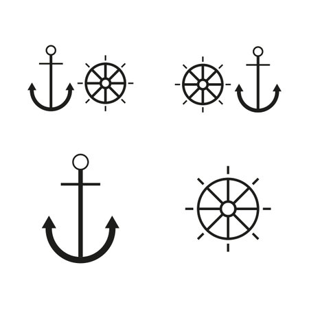 rudder anchor icons. Vector illustration. stock image.のイラスト素材