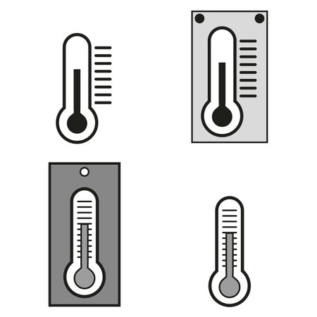 thermometers icons. Hot summer. Vector illustration. stock image.のイラスト素材