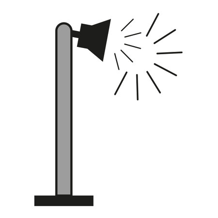 Doodle loudspeaker on pole icon. Vector illustration. Stock image.のイラスト素材