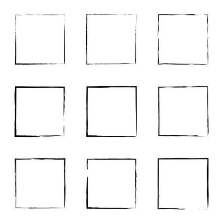 Brush squares. Hand drawn frame set. Design element. Vector illustration. stock image.のイラスト素材