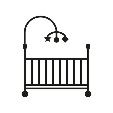 Baby crib icon. Vector illustration. stock image.のイラスト素材