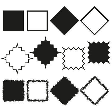 Grunge squares in watercolor style. Hand drawn frame set. Dirty watercolor pattern. Vector illustration. Stock image.のイラスト素材