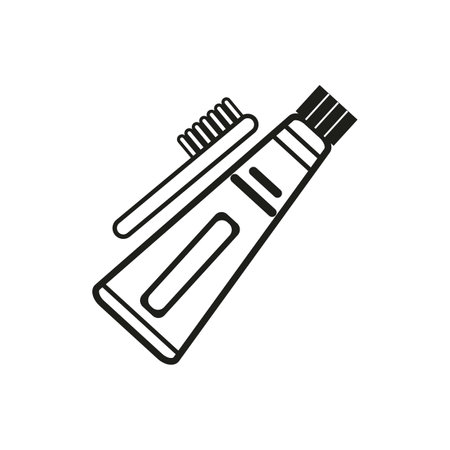 Tube toothpaste toothbrush icon. Medicine, healthcare concept. Vector illustration. Stock image.のイラスト素材