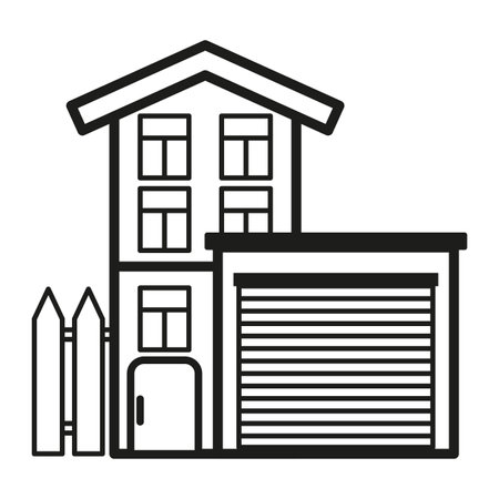 Black house icon. Business town illustration. Vector illustration. Stock image.のイラスト素材