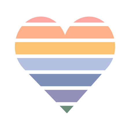 colored striped heart for cover design. Flyer design. Vector illustration. Stock image.のイラスト素材