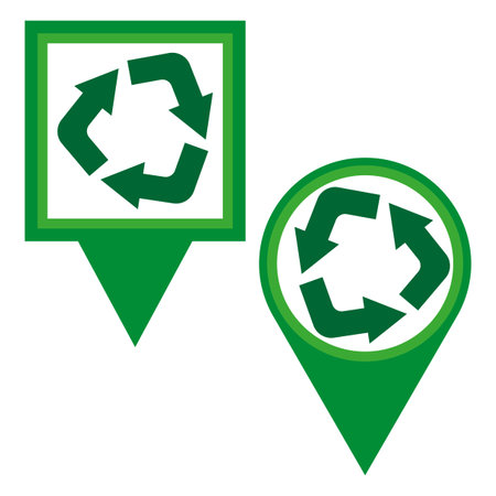 pin recycling on white background. Mark location. Vector illustration. Stock image.のイラスト素材
