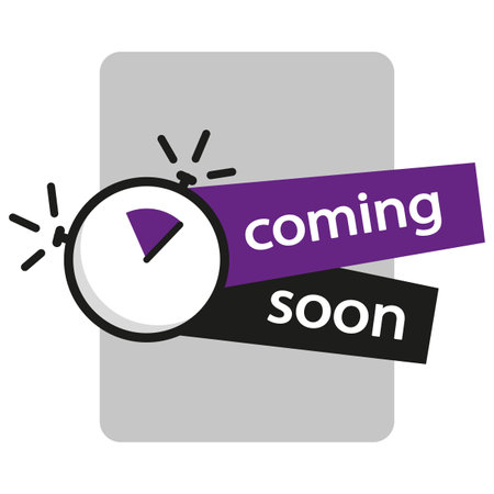 Banner coming soon. Promotion banner, web poster. Time clock. Vector illustration. Stock image.のイラスト素材
