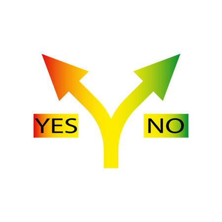 Colorful two arrows yes no. Cross symbol. Message tag. Vector illustration. Stock image.のイラスト素材