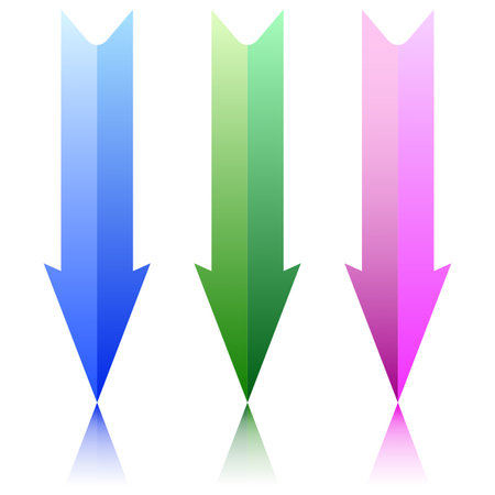colored down arrows on white background. Vector illustration. Stock image.のイラスト素材