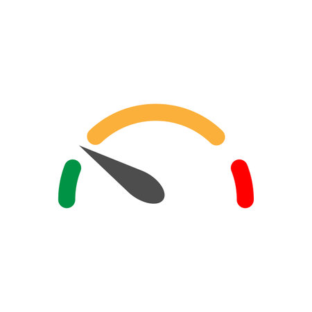 Speedometer arrow in flat style. Progress bar. Vector illustration. Stock image.のイラスト素材