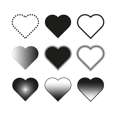Heart icons set. Health care. Romantic background. Vector illustration. Stock image.のイラスト素材