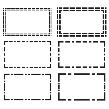 Rectangular dotted frames in sketch style. Brush texture. Wall art. Vector illustration. stock image.のイラスト素材