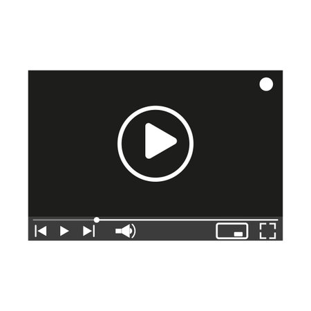 Icon with media player screen. Internet network. Vector illustration. stock image.のイラスト素材