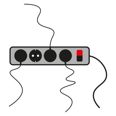 Electric extension cord in flat style. Pixel perfect. Vector illustration. stock image.のイラスト素材