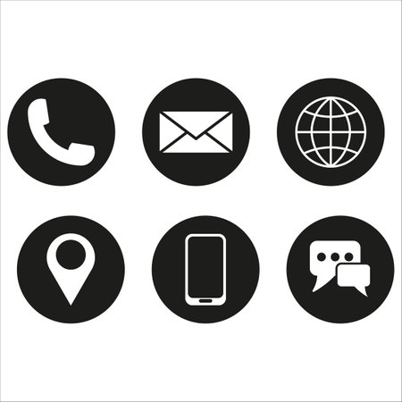 black handset buttons. Telephone sign. Call symbol. Vector illustration. Stock image.のイラスト素材