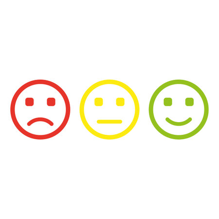 Flat colored emotions. Set icon smile emoji. Social media icon. Customer evaluation. Vector illustration. Stock image.のイラスト素材