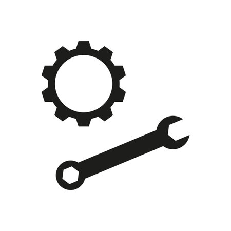 Wrench gear icon. technical support design. Cogwheel gear, setting symbol. Vector illustration. Stock image.のイラスト素材