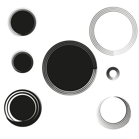 Circles of lines. Geometric texture. Round shape. Vector illustration. Stock image.のイラスト素材