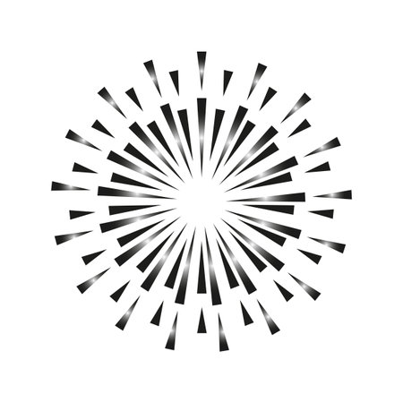 Doodle rays from triangles. Geometric art. Round shape. Vector illustration. Stock image.のイラスト素材