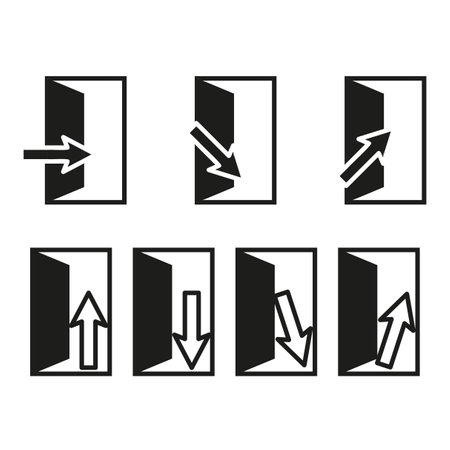 Doors arrows pointer. Vector illustration. stock image.のイラスト素材