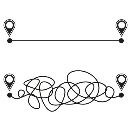 Pins path straight confusing. Road trip. Vector illustration.のイラスト素材
