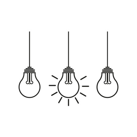 Three light bulbs icon. Vector illustration.のイラスト素材