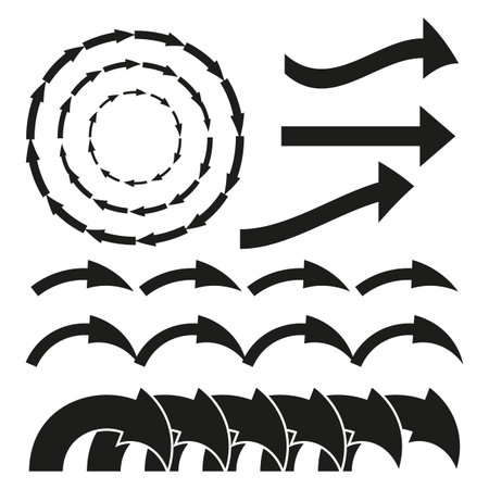 black arrows are different circles. Vector illustration.のイラスト素材