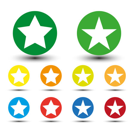 Star icon. stars colored circles icons. Vector illustration.のイラスト素材