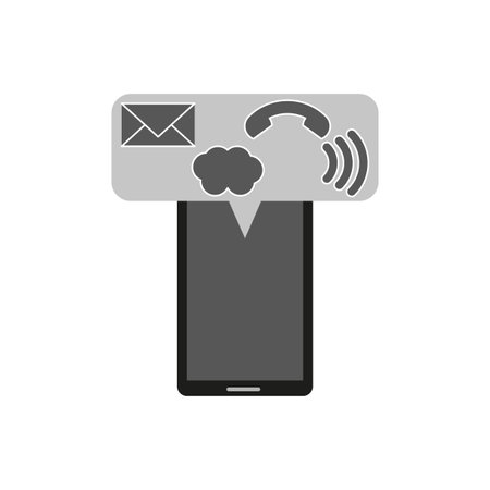 Phone with messages. Chat message icon. Smart device. Call symbol. Vector illustration.のイラスト素材