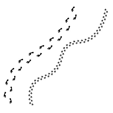 Black man dog tracks on white background. Vector illustration.のイラスト素材