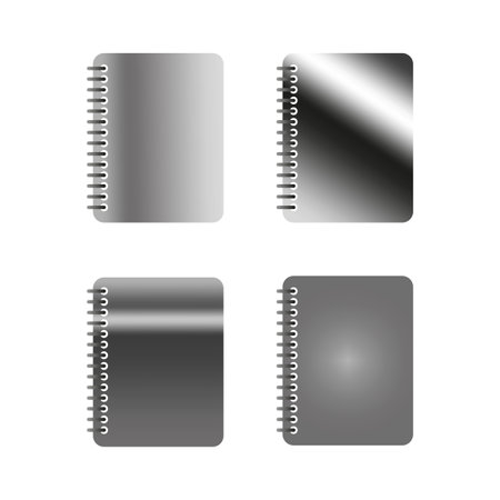 Realistic silver notebooks. Certificate design. Vector illustration.のイラスト素材