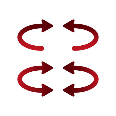 Flat button with red recycle arrows. Circle spin set. Vector illustration.のイラスト素材