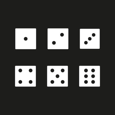 Cubes numbers black background. Game icon set. Vector illustration.のイラスト素材