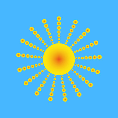 yellow sun blue background. Vector illustration.のイラスト素材
