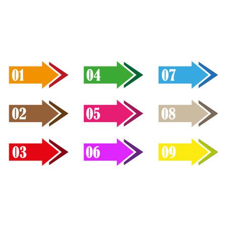 Colored arrows with numbers. Data information infographic. Vector illustration.のイラスト素材