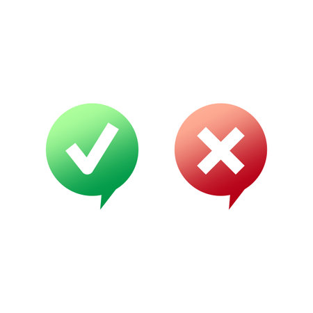 Green messages cross tick. Question mark. Vector illustration.のイラスト素材