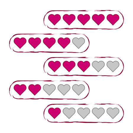 red hearts score. Computer interface. Vector illustration.のイラスト素材