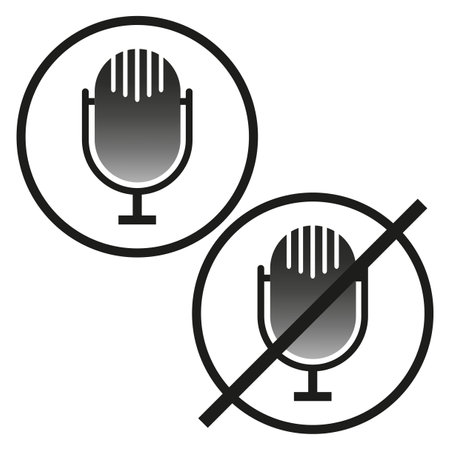 Microphone icons in flat style. Podcast voice audio record. Vector illustration.のイラスト素材