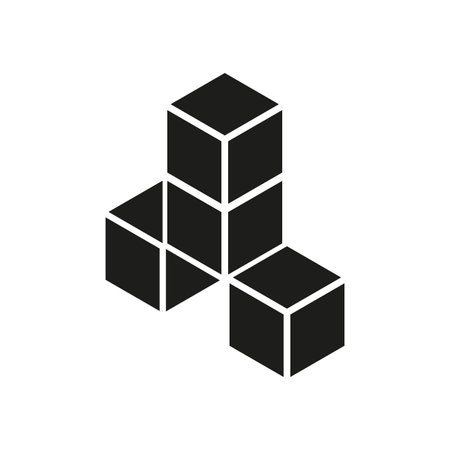 Black three cubes pyramid. 3d illustration. Geometric design. Vector illustration.のイラスト素材