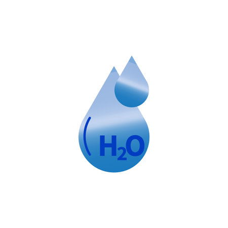 blue h2o drop on white background. Vector illustration.のイラスト素材