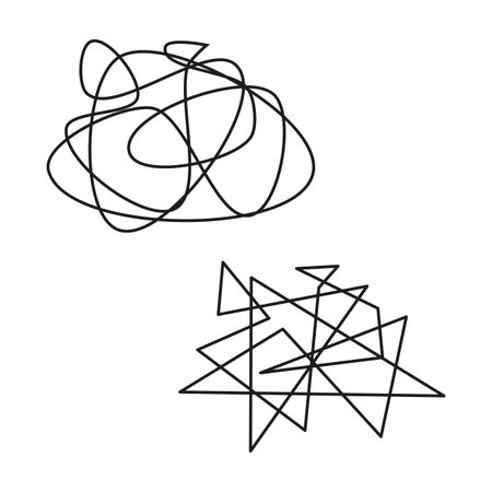 Hand drawn icon with lines of chaos. Psychology, mental concept. Vector illustration.のイラスト素材