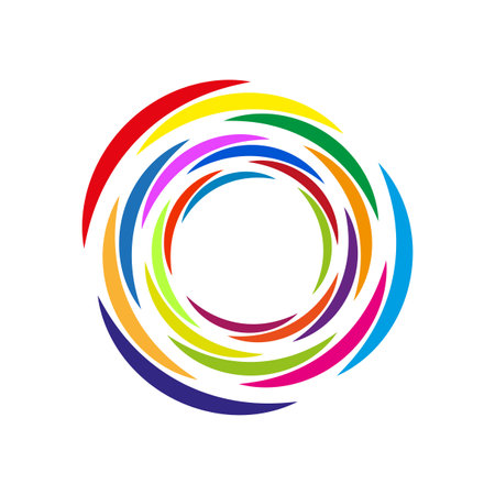 Colored circles spiral. Technology round. Color blend. Vector illustration.のイラスト素材